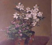 Henri Fantin-Latour Violetas y Azaleas oil painting